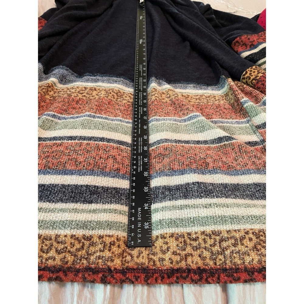 Beeson River Sweater‎ Cardigan Long Navy Geometric Design Stripe Size Small Open - Picture 6 of 8